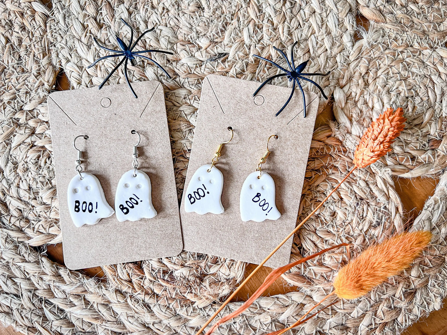 Ghost Earrings, Halloween Earrings, Clay Earrings, Fall Earrings, Clay Dangles, Polymer Clay Jewelry, Lightweight, White Ghosts, Minimal
