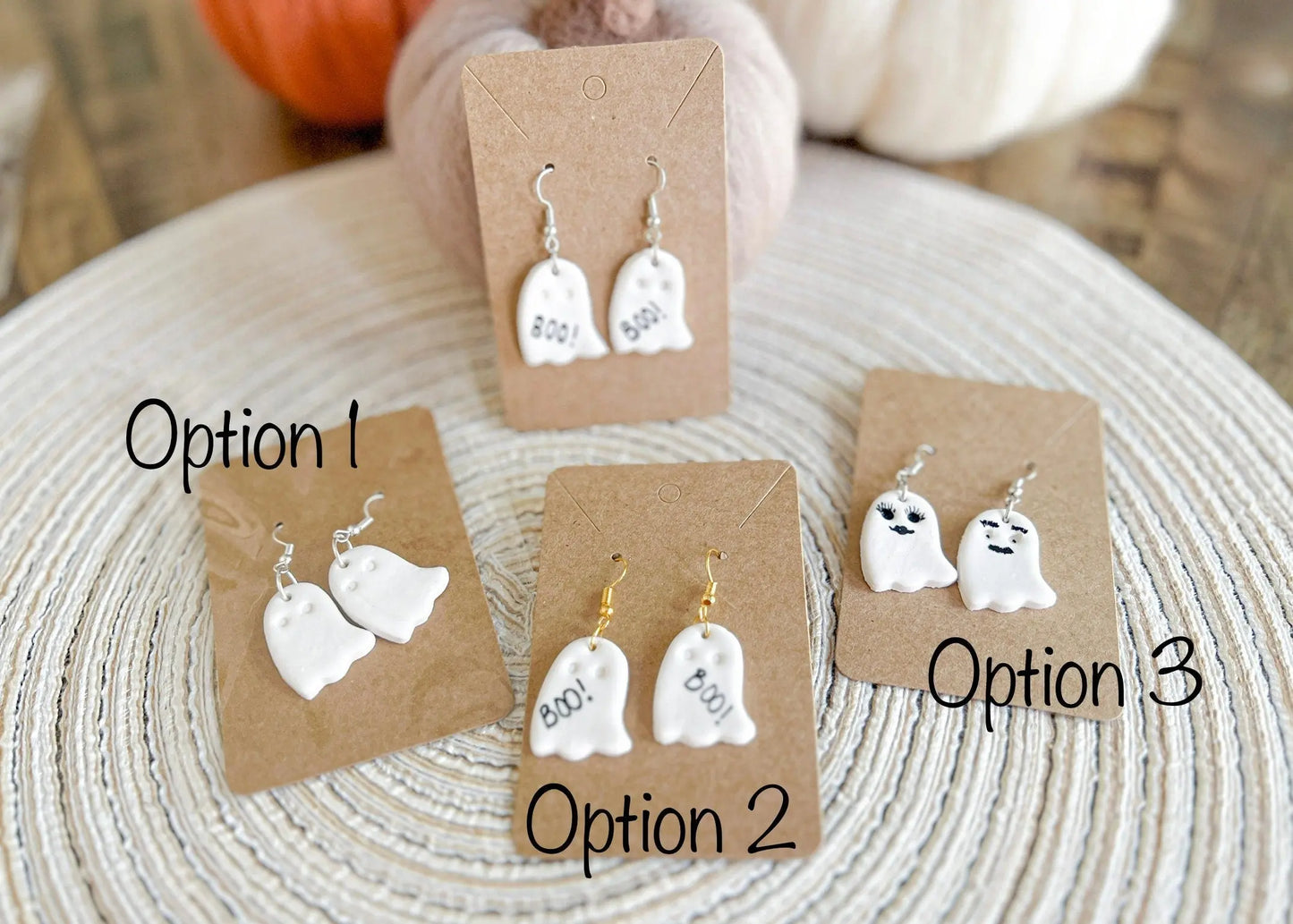 Ghost Earrings, Halloween Earrings, Clay Earrings, Fall Earrings, Clay Dangles, Polymer Clay Jewelry, Lightweight, White Ghosts, Minimal