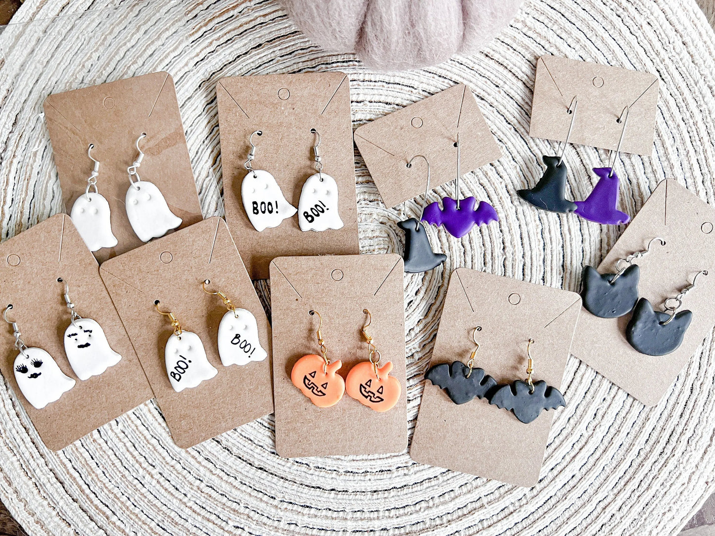 Ghost Earrings, Halloween Earrings, Clay Earrings, Fall Earrings, Clay Dangles, Polymer Clay Jewelry, Lightweight, White Ghosts, Minimal