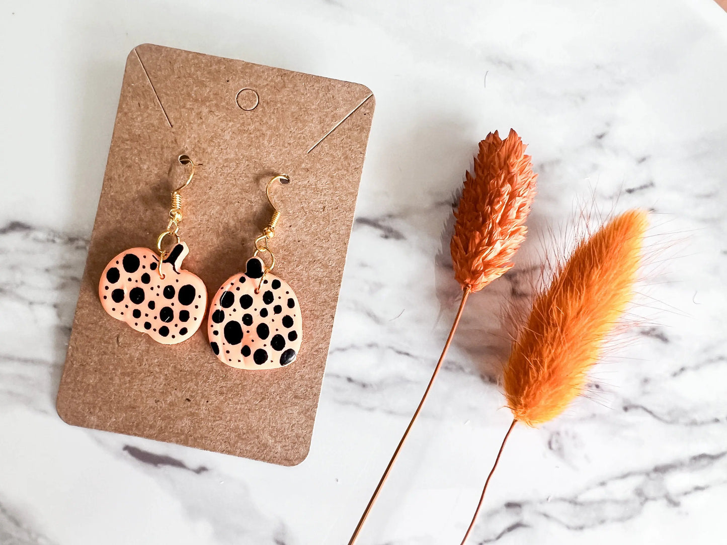 Hand Painted Pumpkin Earrings, Fall Dangle Earrings, Polymer Clay, 1 Pair