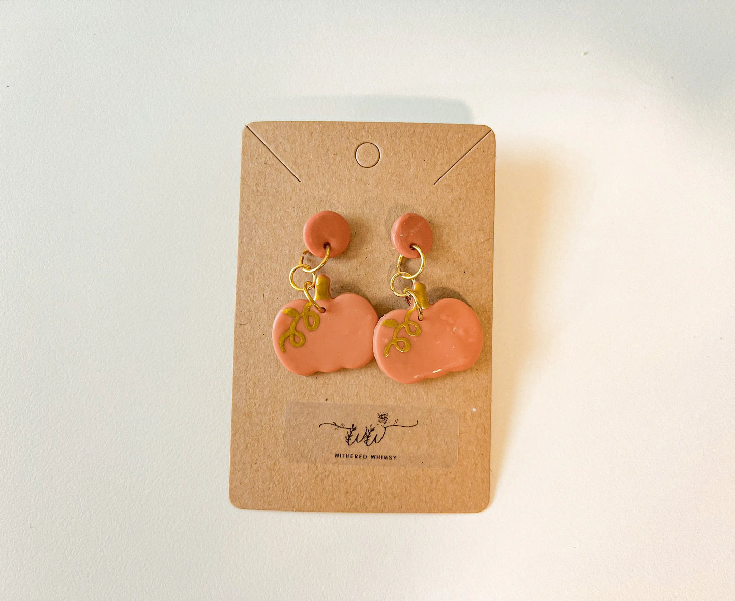 Hand Painted Pumpkin Earrings, Fall Dangle Earrings, Polymer Clay, 1 Pair