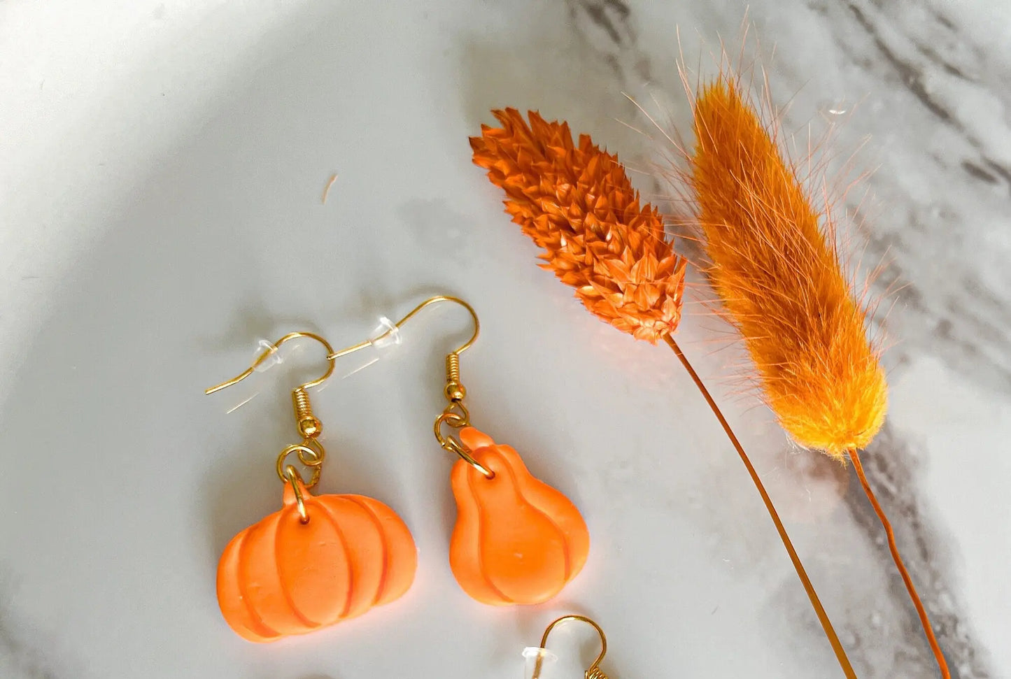 Pumpkin Dangle Earrings, Polymer Clay, Fall Jewelry, Assorted Colors and Styles, 1 Pair