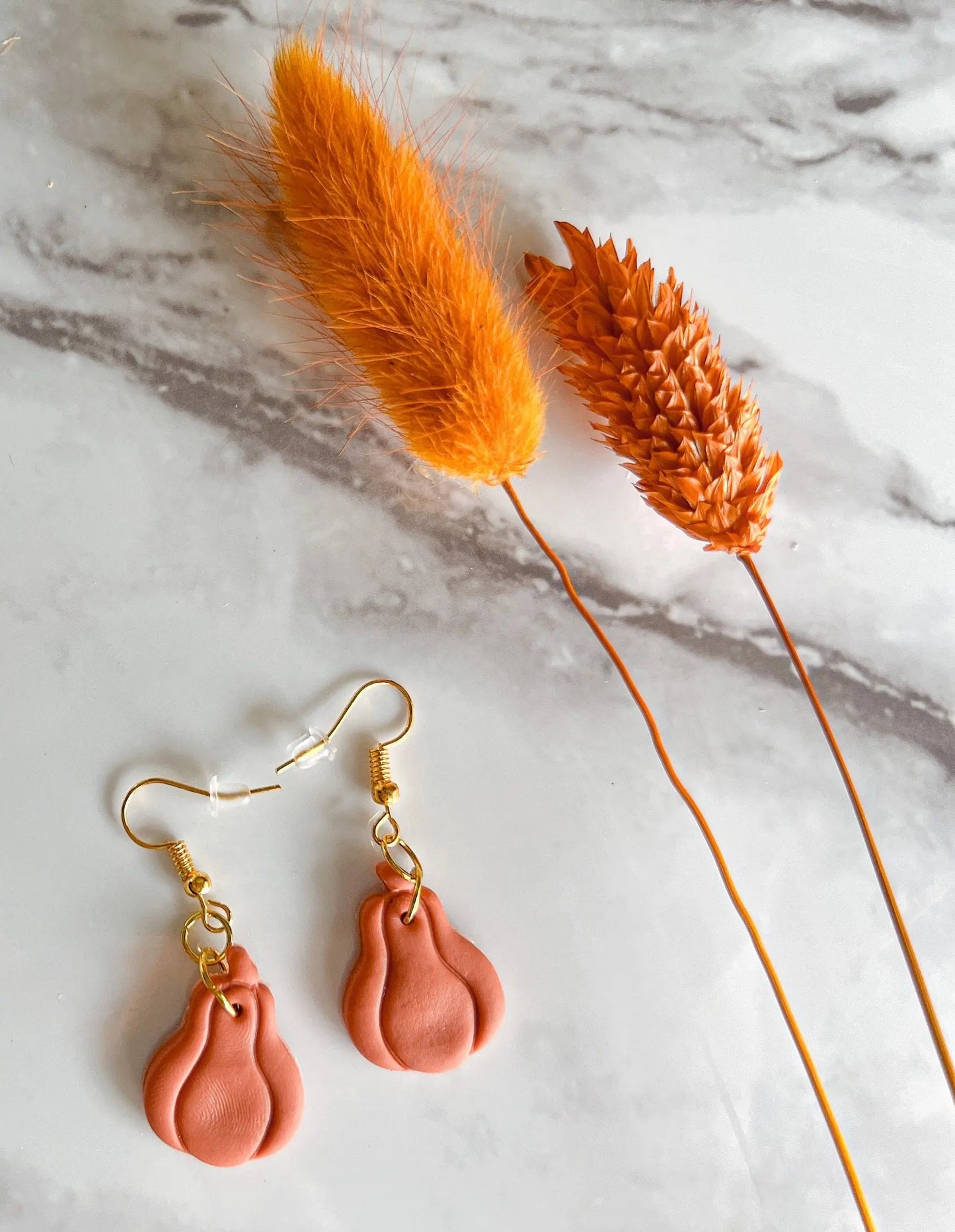 Pumpkin Dangle Earrings, Polymer Clay, Fall Jewelry, Assorted Colors and Styles, 1 Pair