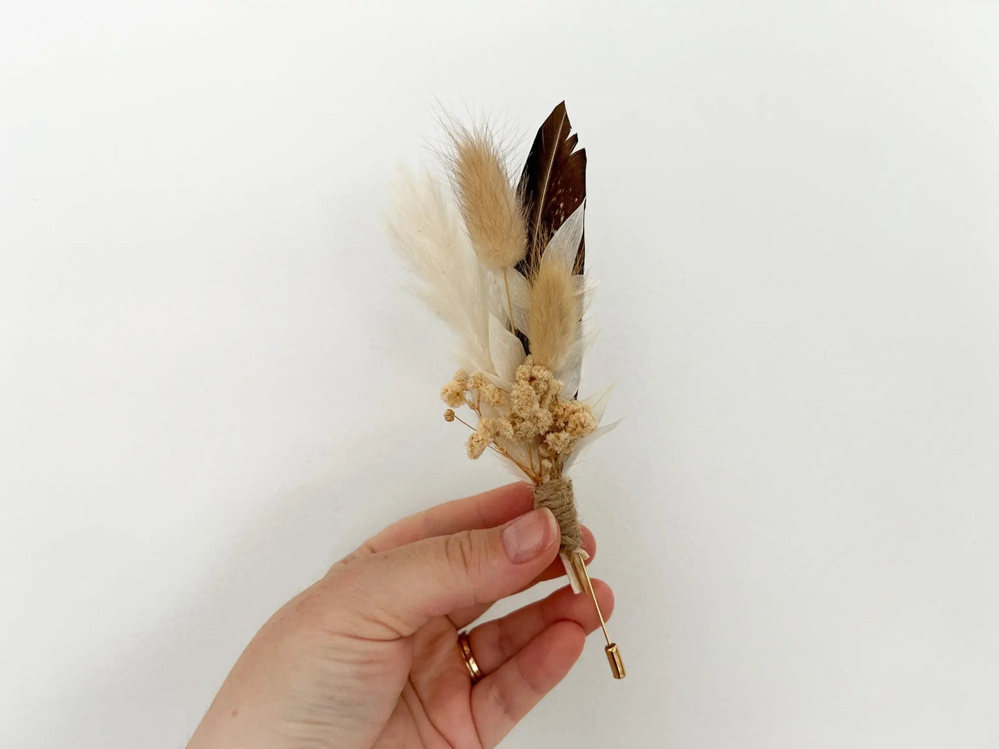 Boho Wedding Boutonnieres, Neutral Dried Flower Boutonniere, Boho Fall Wedding Flowers, Boutonniere Set, Pheasant Feather, Choose Your Style