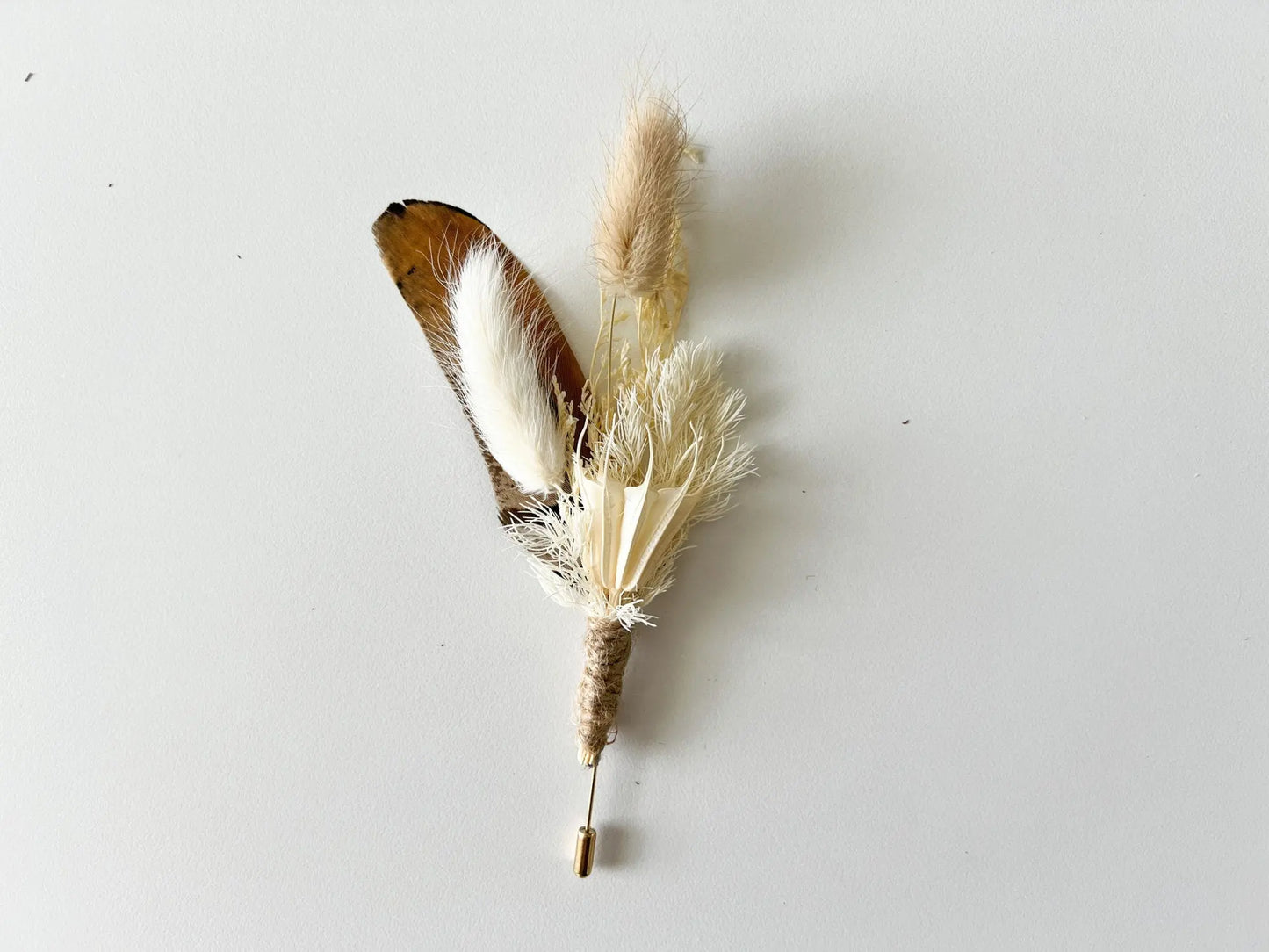 Boho Wedding Boutonnieres, Neutral Dried Flower Boutonniere, Boho Fall Wedding Flowers, Boutonniere Set, Pheasant Feather, Choose Your Style