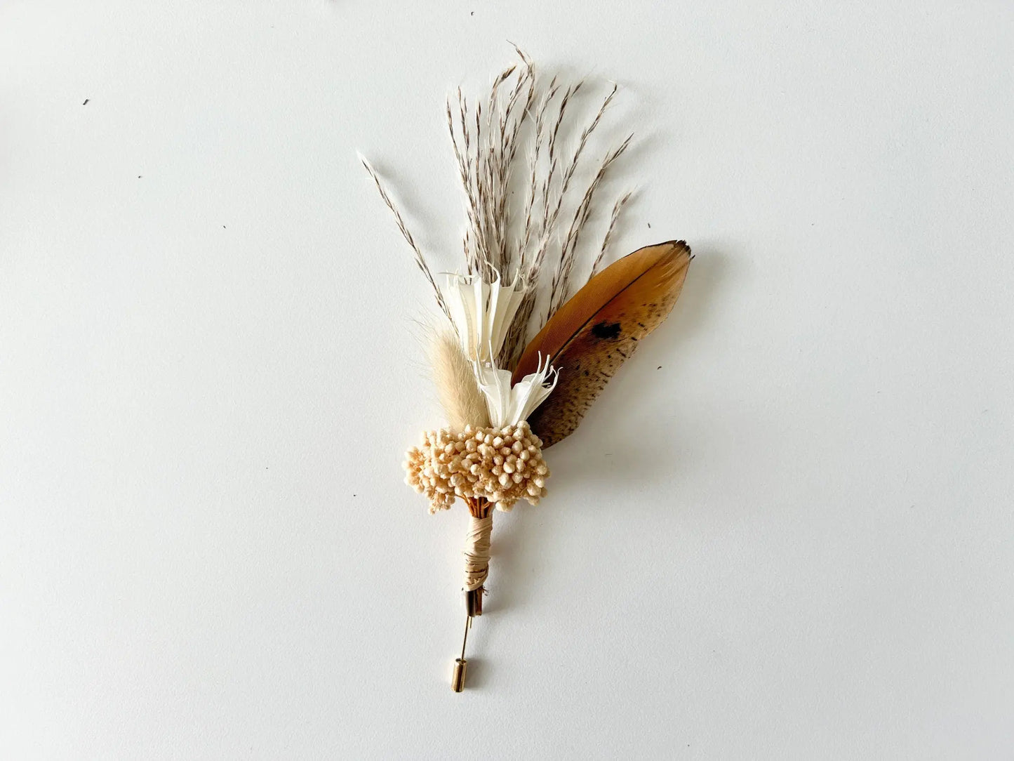 Boho Wedding Boutonnieres, Neutral Dried Flower Boutonniere, Boho Fall Wedding Flowers, Boutonniere Set, Pheasant Feather, Choose Your Style