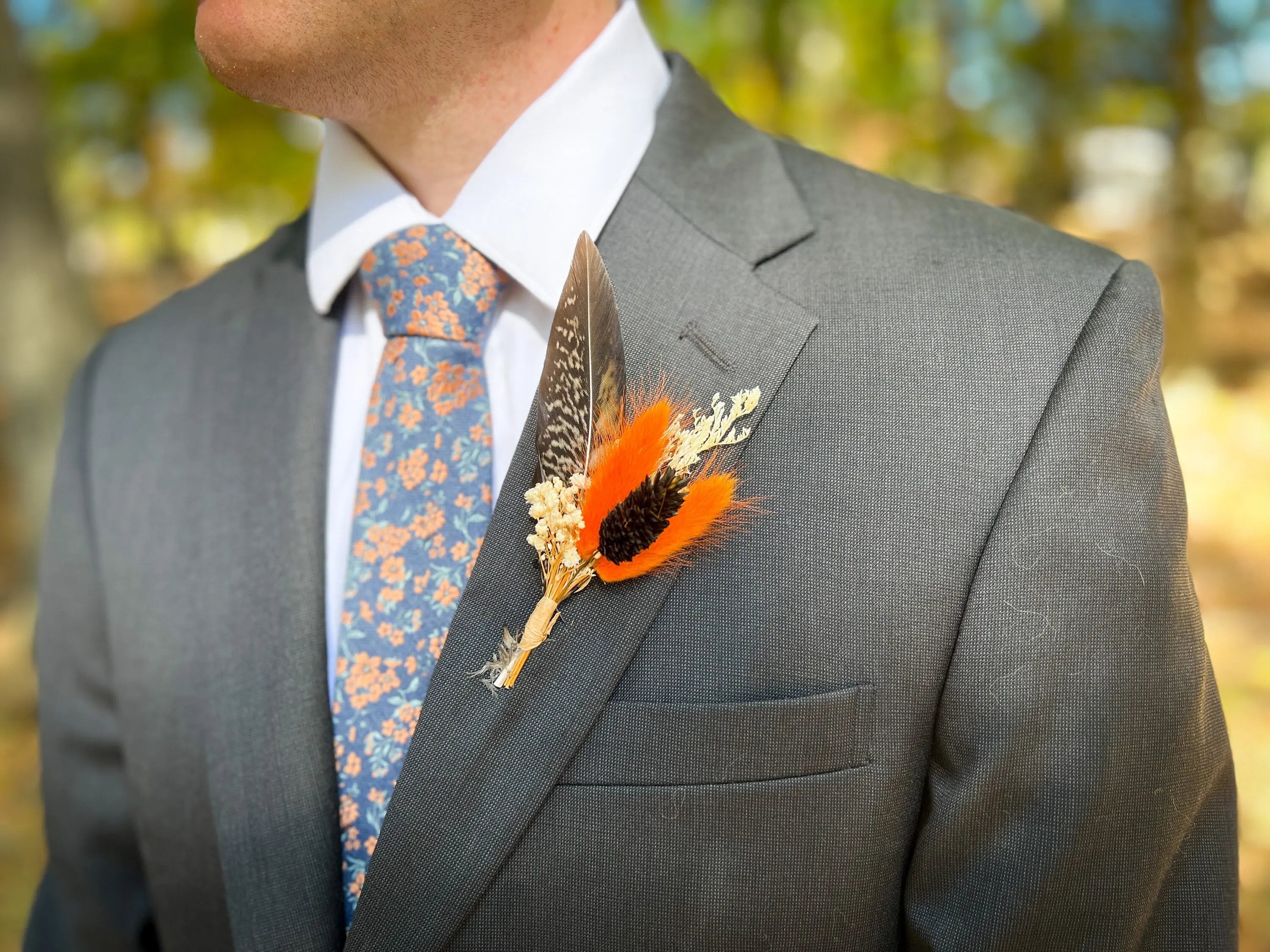 Whimsy Boutineer Boutonniere - Burnt Orange - Withered Whimsy