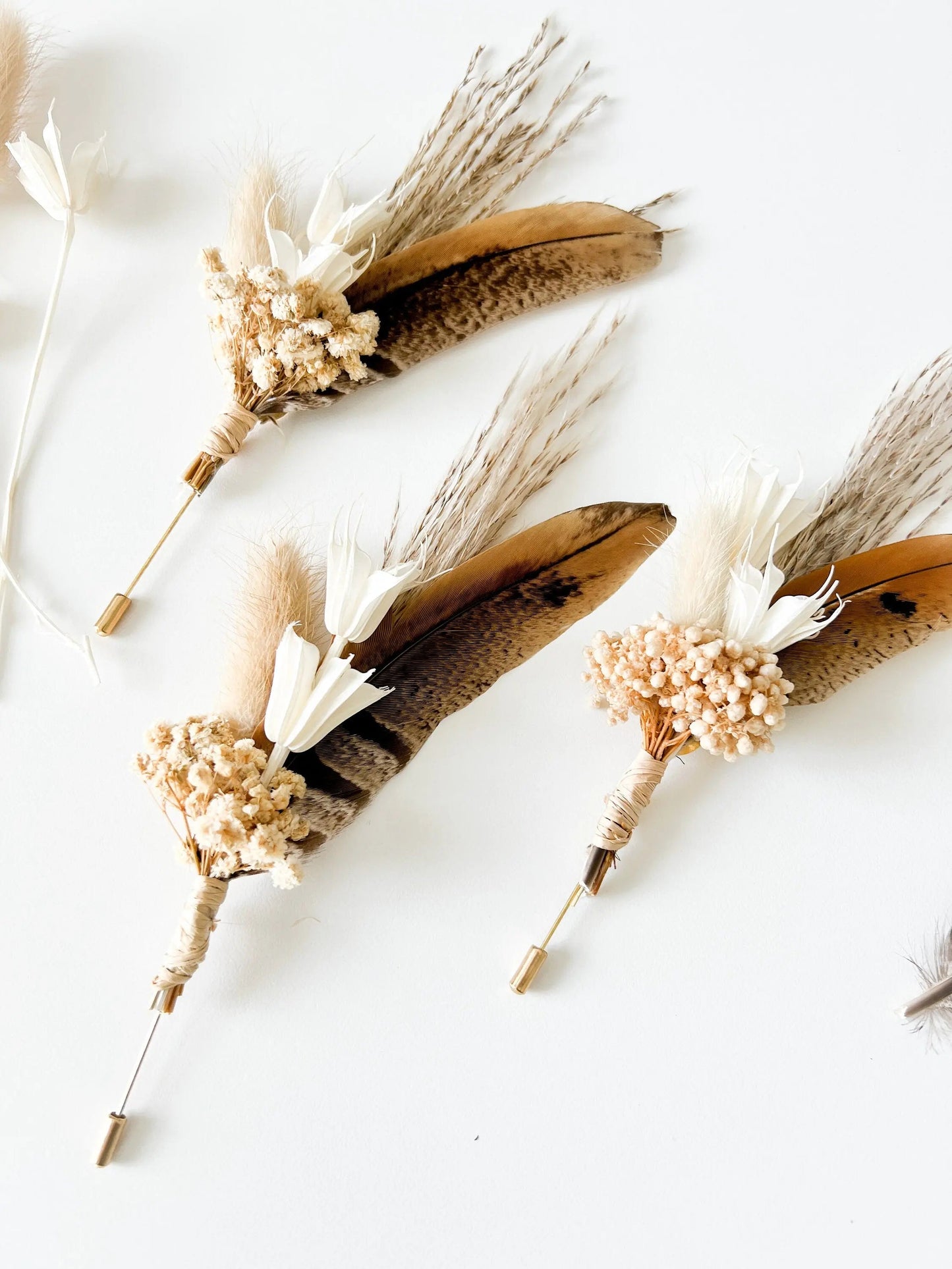 Boutonniere - Neutral Octagon Flower - Withered Whimsy Boutonniere