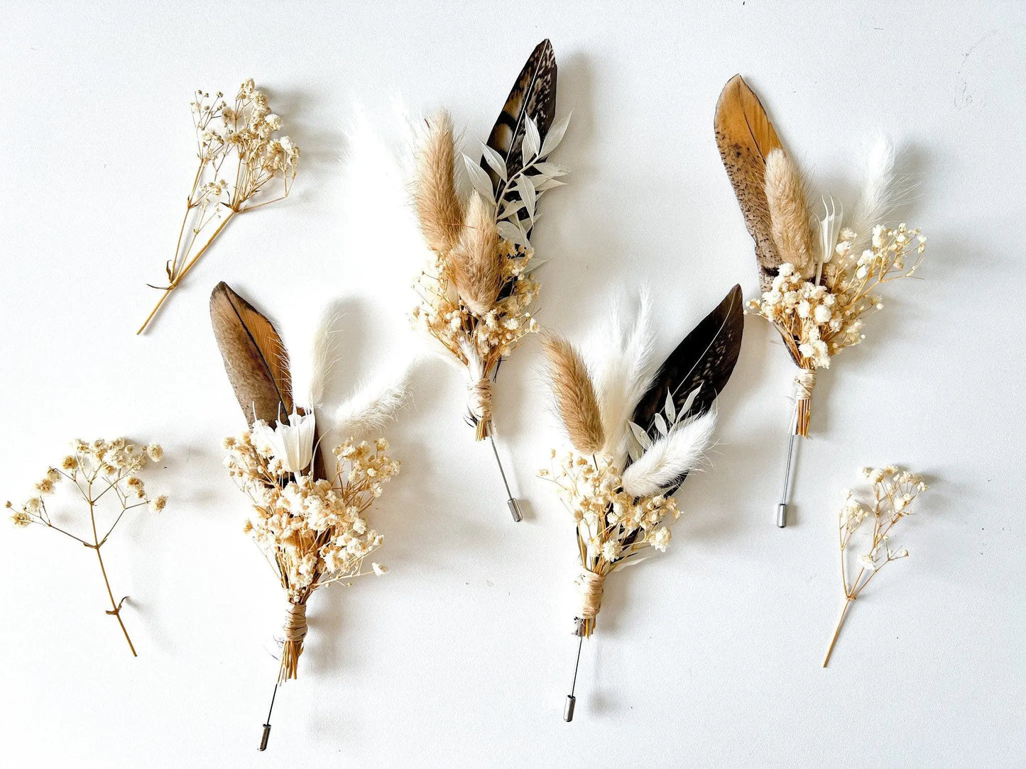 Boutonniere - Rustic Neutral - Withered Whimsy Boutonniere