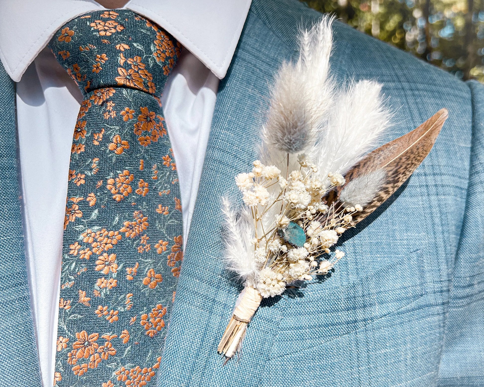 Boutonniere - Something Blue (One of a kind) - Withered Whimsy Boutonniere