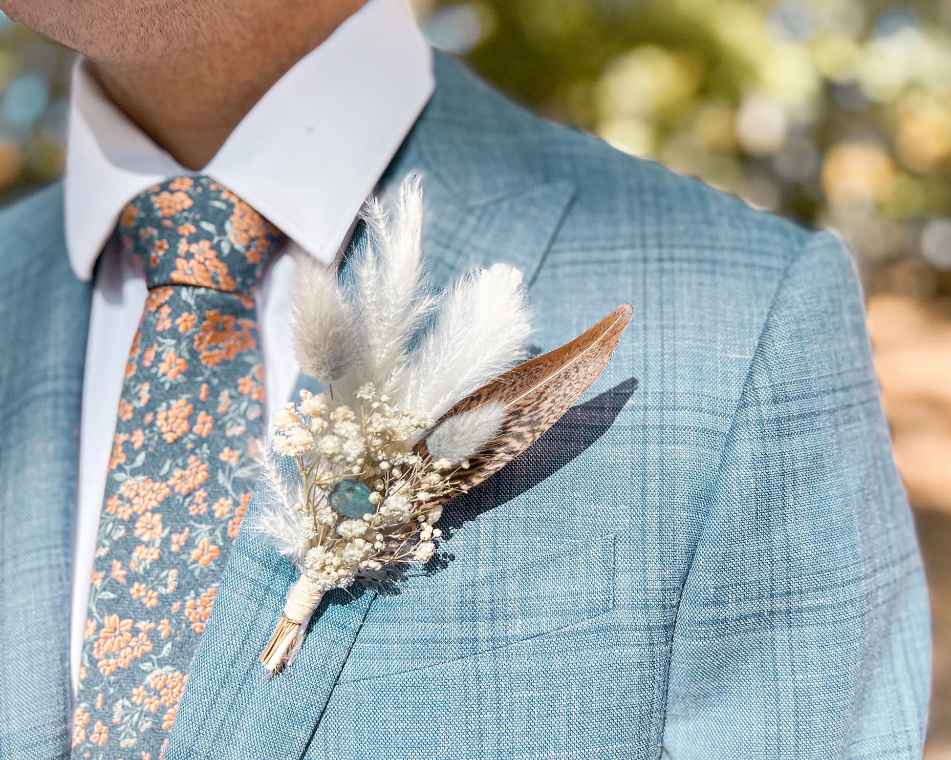 Boutonniere - Something Blue (One of a kind) - Withered Whimsy Boutonniere