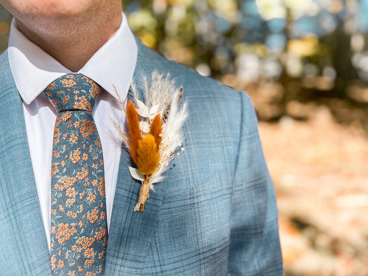Whimsy Boutineer Boutonnière - Terracotta - Withered Whimsy