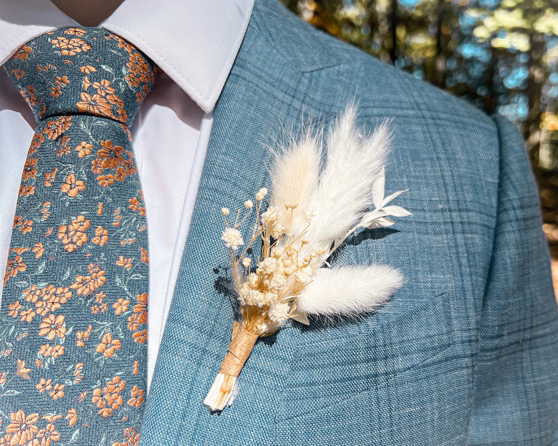 Boutonniere - Wedding White - Withered Whimsy Boutonniere