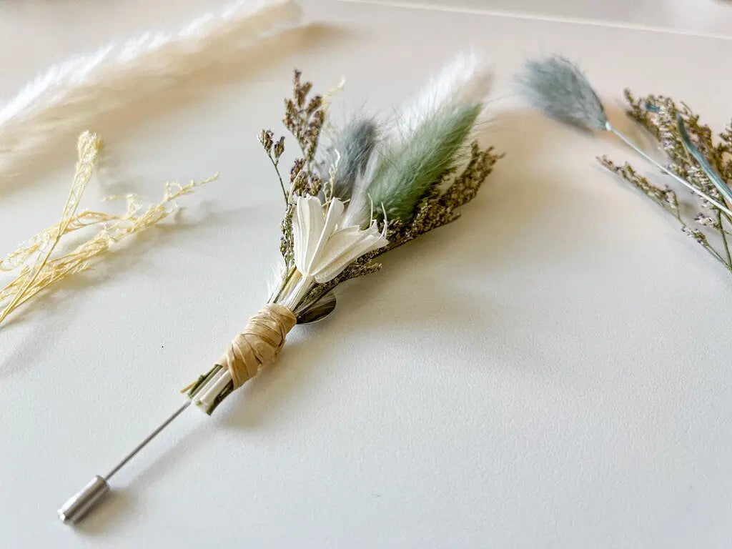 Dusty Blue Boutonniere, Boho Wedding Boutonniere, Sage Boutonniere, Dried Flower Boutonniere, Dusty Blue Wedding, One of a kind