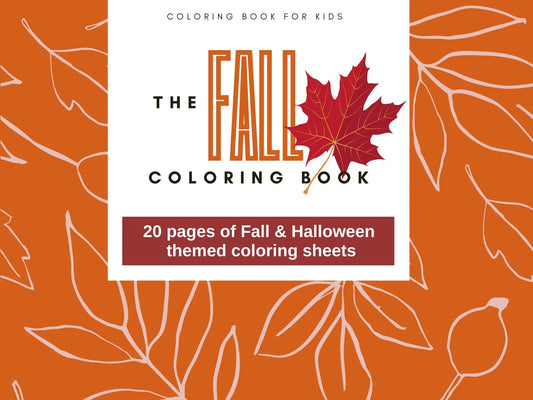 Fall Coloring Book for Kids, Printable Coloring Book for Children, Digital Download PDF, 20 pages