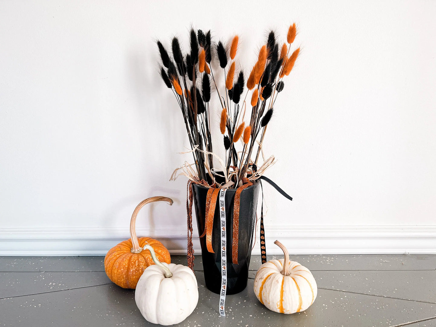 Halloween Orange and Black Bunny Tails, DIY Fall Decor, DIY Fall Wreath, Fall Dried Flower Bunches, Orange Dried Flowers, Make Your Bunch
