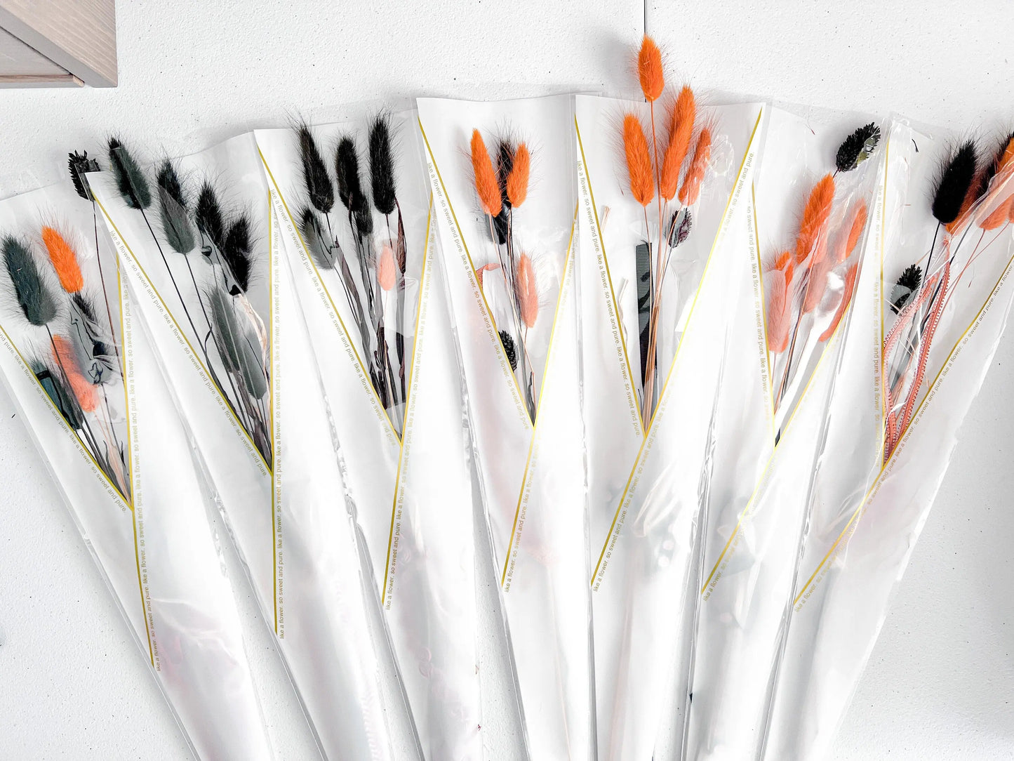 Halloween Orange and Black Bunny Tails, DIY Fall Decor, DIY Fall Wreath, Fall Dried Flower Bunches, Orange Dried Flowers, Make Your Bunch