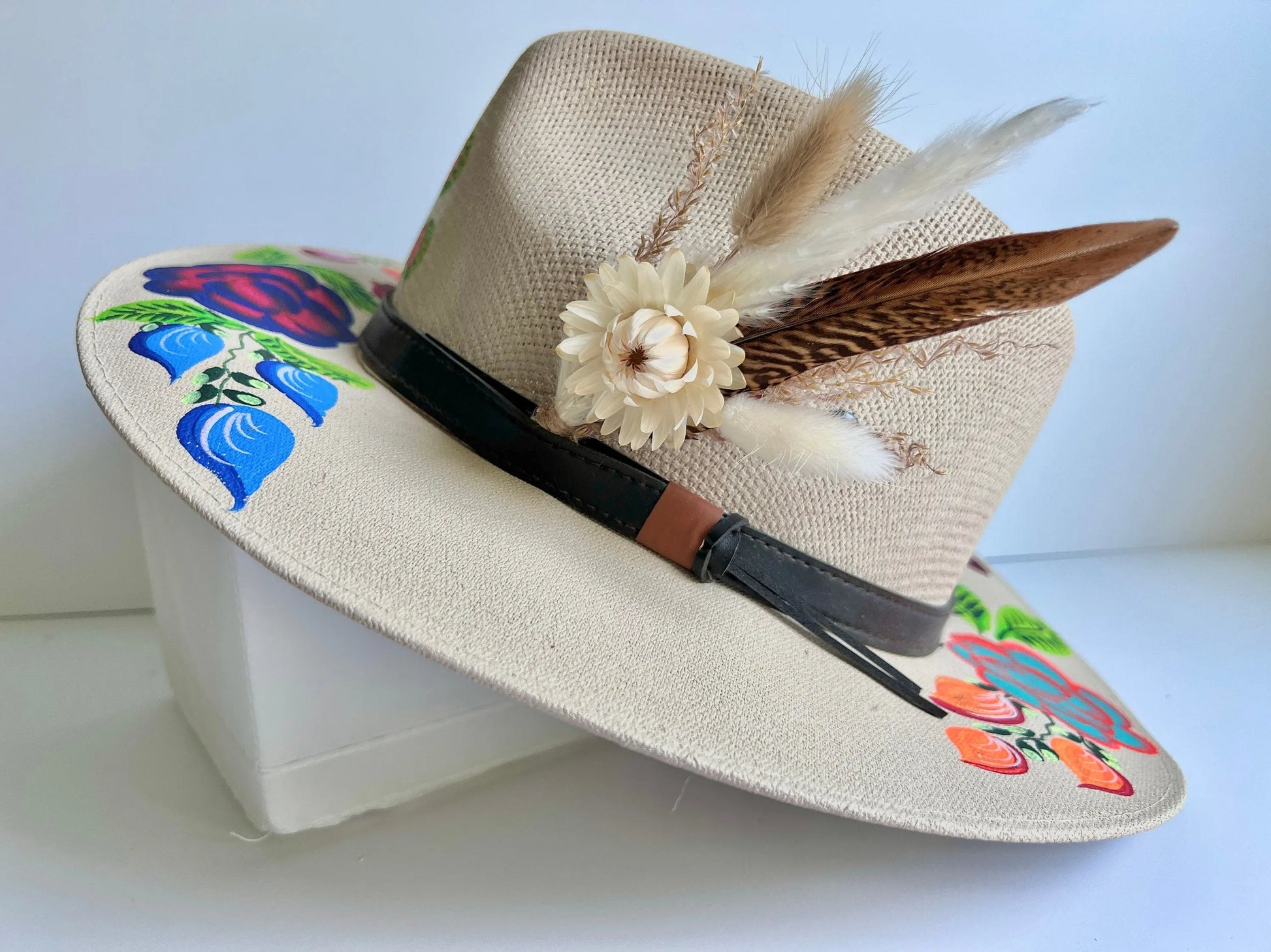 Hat feathers - Strawflower and feather - Withered Whimsy Hat Feathers