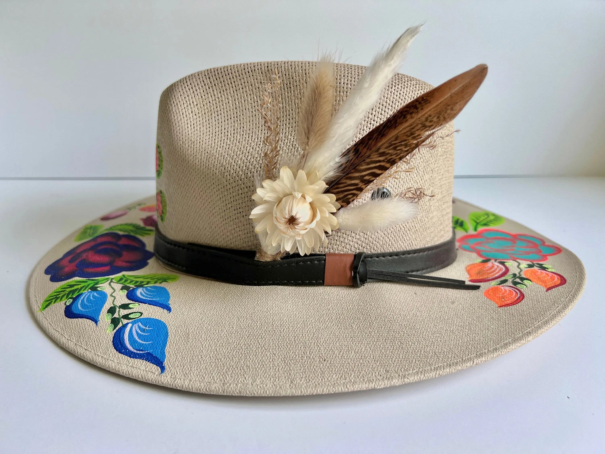 Hat feathers - Strawflower and feather - Withered Whimsy Hat Feathers