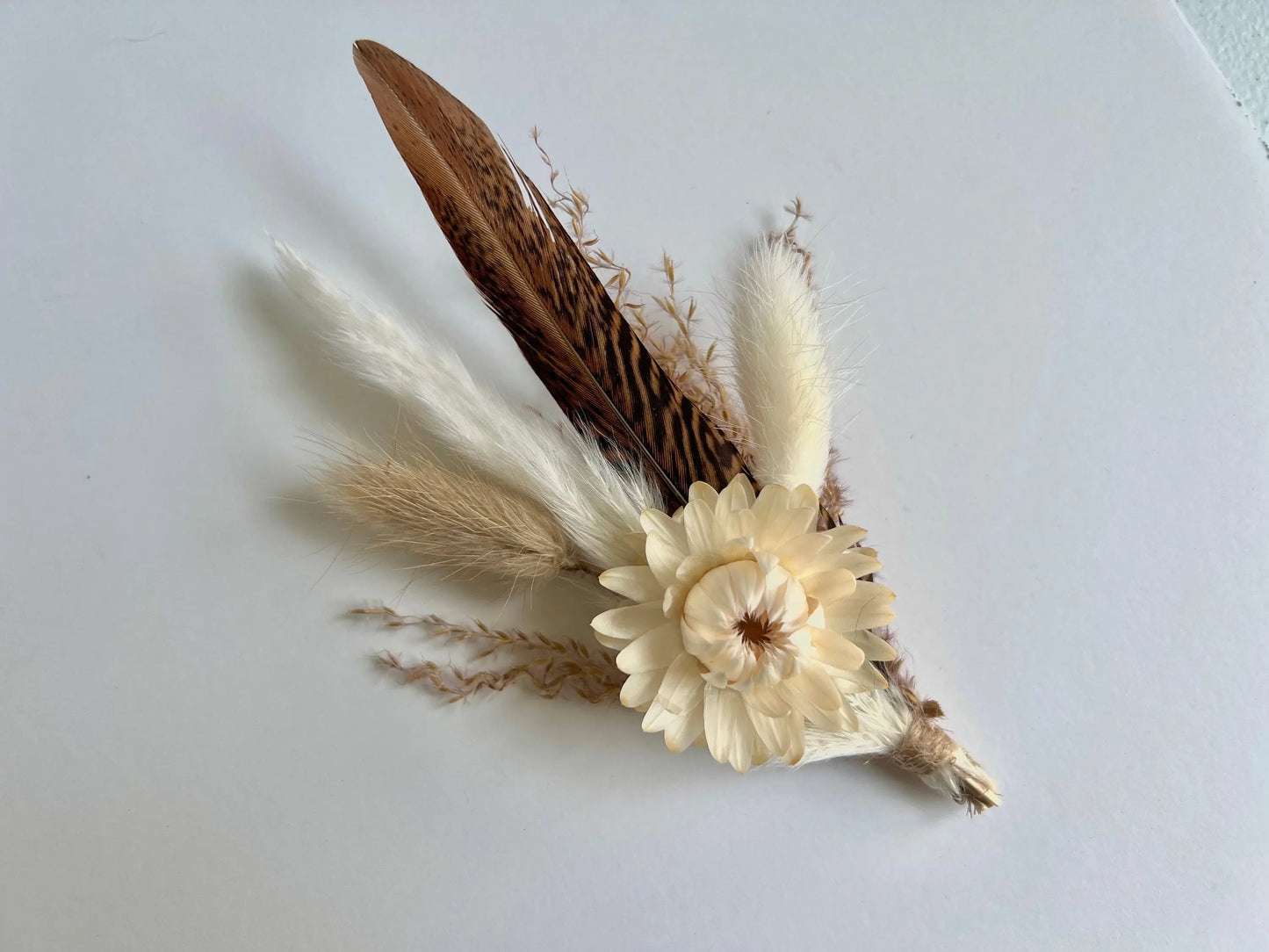 Hat feathers - Strawflower and feather - Withered Whimsy Hat Feathers