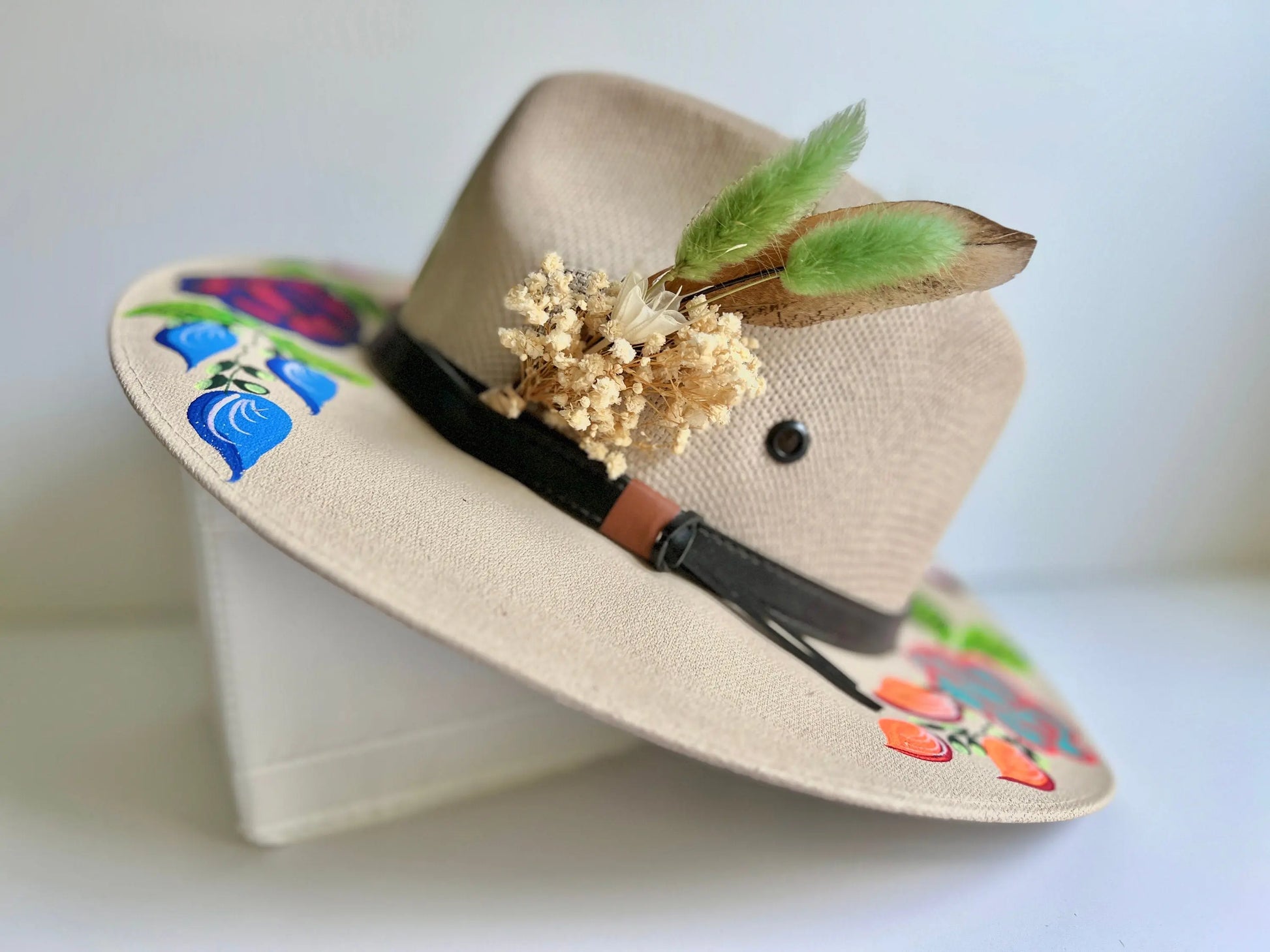 Hat feathers, feathers for hat, dried flowers and feather accent, feathers for fedora, cowboy hat, or floppy hat - Sage green