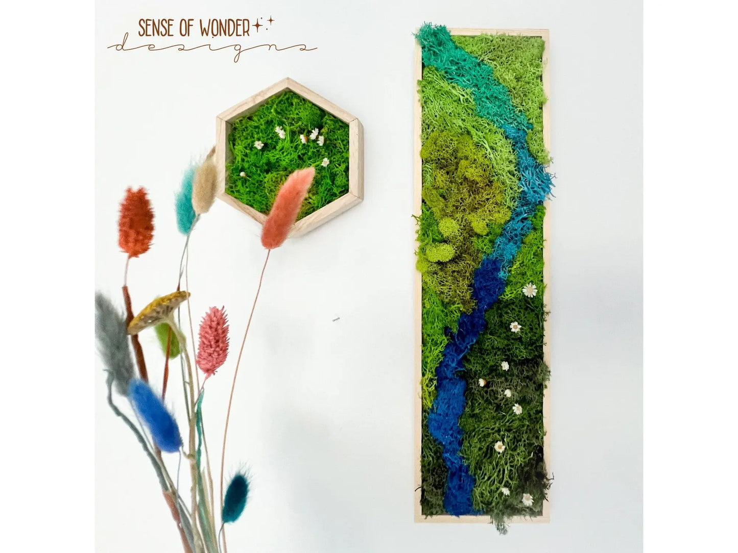 Moss Wall Panel - River, 5"x18" - Withered Whimsy Home Decor