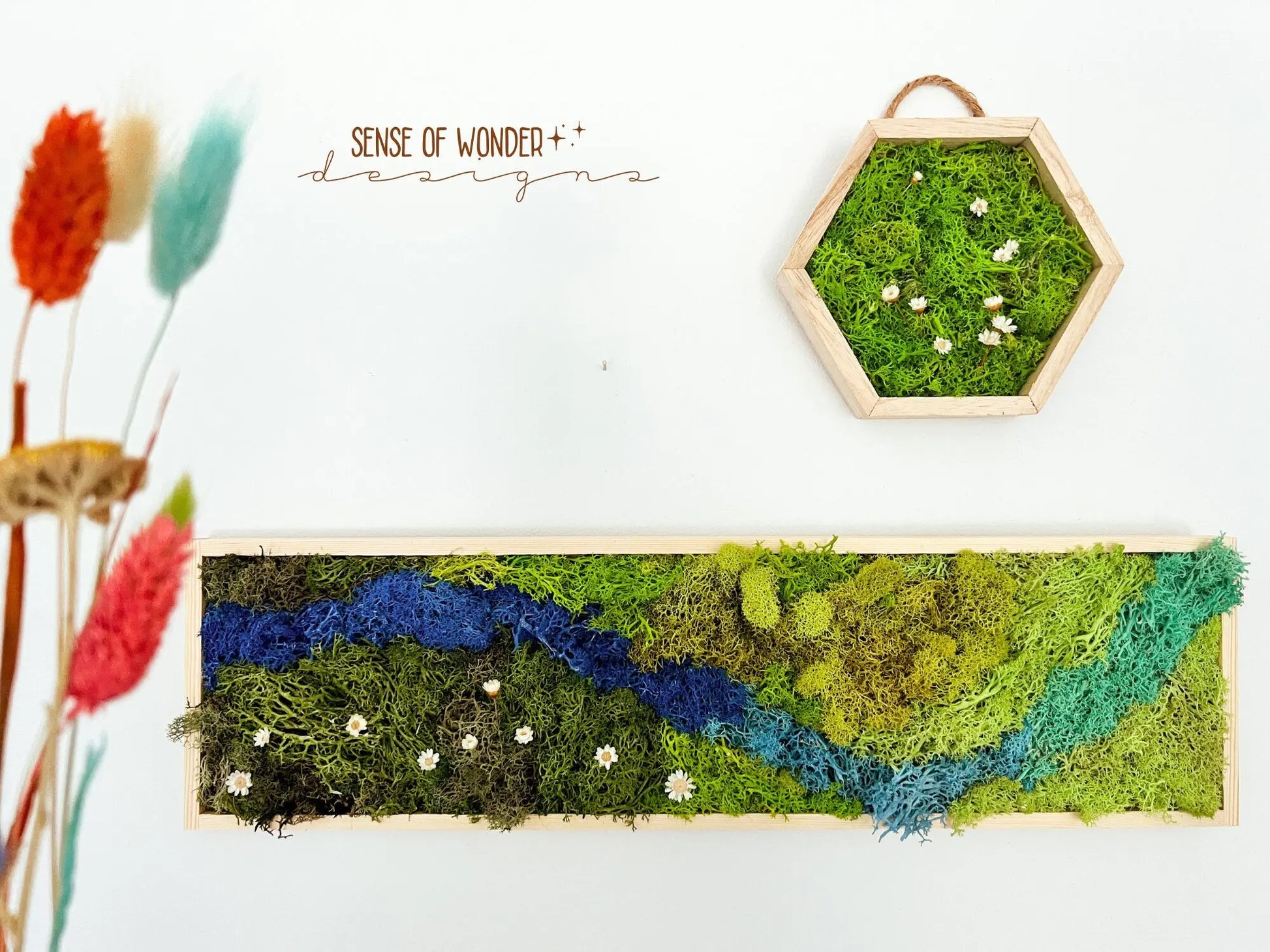 Moss Wall Panel - River, 5"x18" - Withered Whimsy Home Decor