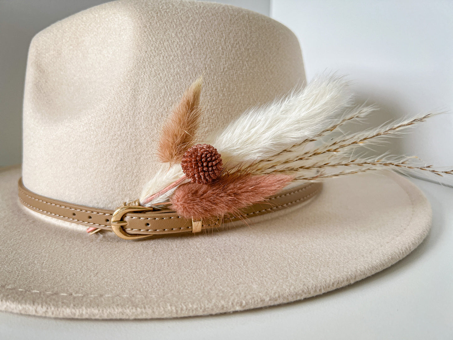 Hat feathers, feathers for hat, dried flowers and feather accent, feathers for fedora, cowboy hat, or floppy hat - MAUVE Craspedia