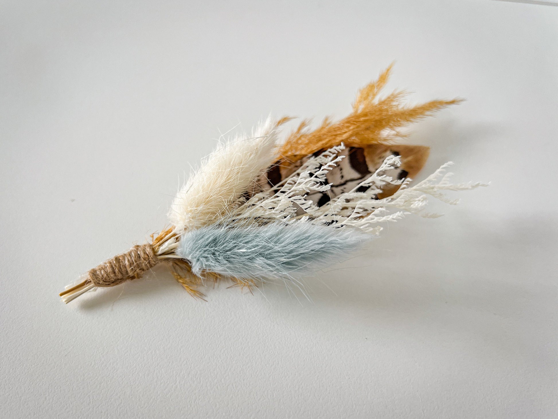 Hat feathers, feathers for hat, dried flowers and feather accent, feathers for fedora, cowboy hat, or floppy hat - BLUE AND GOLD