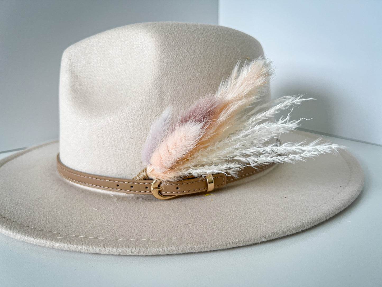 Hat feathers, feathers for hat, dried flowers and feather accent, feathers for fedora, cowboy hat, or floppy hat - BLUSH PINK & PURPLE