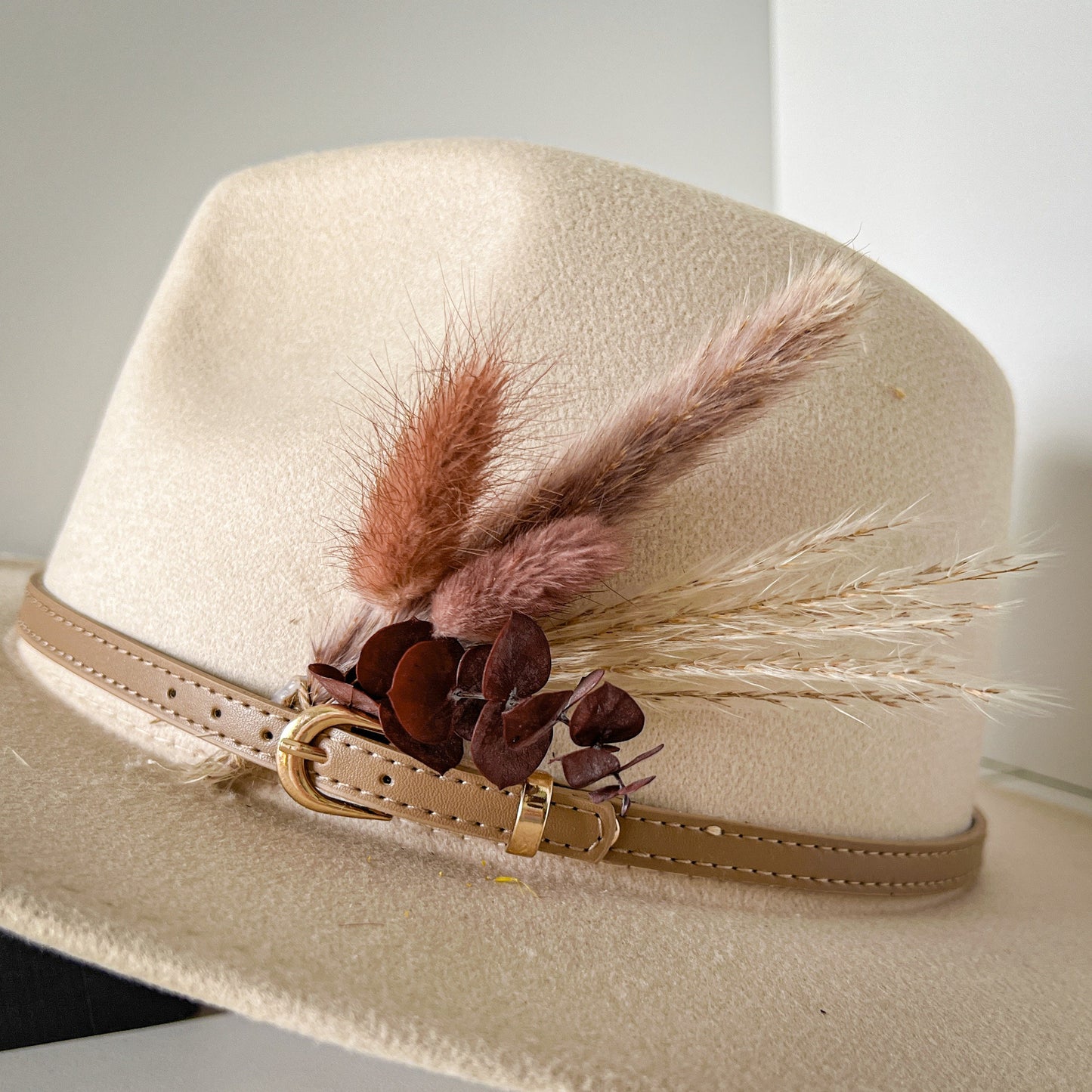 Hat feathers, feathers for hat, dried flowers and feather accent, feathers for fedora, cowboy hat, or floppy hat - MAROON