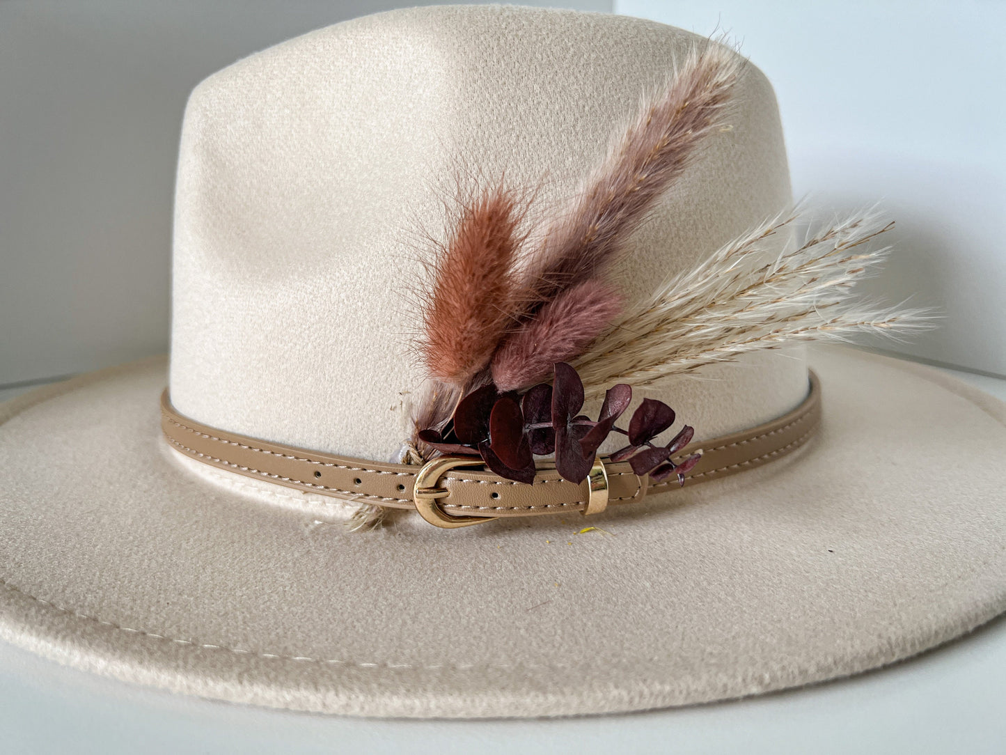 Hat feathers, feathers for hat, dried flowers and feather accent, feathers for fedora, cowboy hat, or floppy hat - MAROON