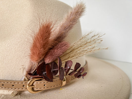 Hat feathers, feathers for hat, dried flowers and feather accent, feathers for fedora, cowboy hat, or floppy hat - MAROON