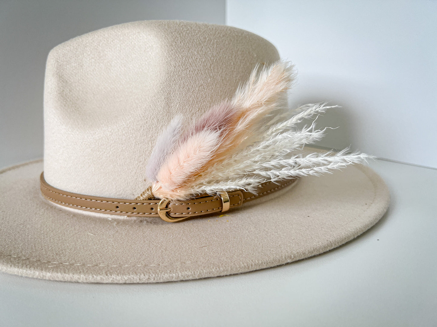 Hat feathers, feathers for hat, dried flowers and feather accent, feathers for fedora, cowboy hat, or floppy hat - BLUSH PINK & PURPLE